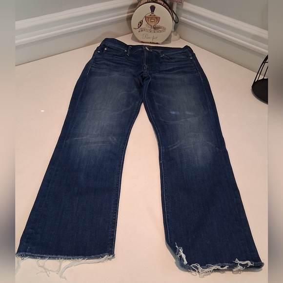 MOTHER Denim - Mother The Mid Rise Dazzler Crop Fray Jeans Sz 28 Excellent Pre-Owned